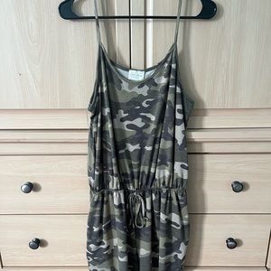 Camo spaghetti strap romper from a boutique. Size: L
